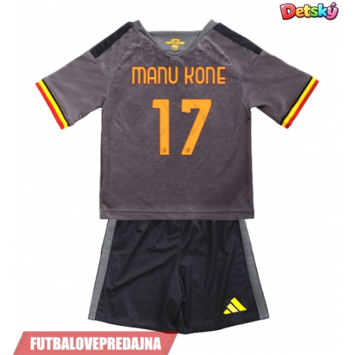 Lacne Dětský Futbalové dres AS Roma Manu Kone #17 2026-27 Krátky Rukáv - Tretina (+ trenírky)
